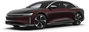 Lucid Air Limousine in Bordeauxrot mit silbernem Dach